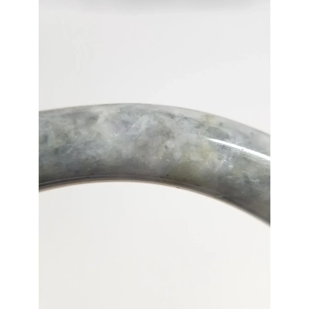 Jadeite Jade Bangle Bracelet Light Green Grey ~2.5